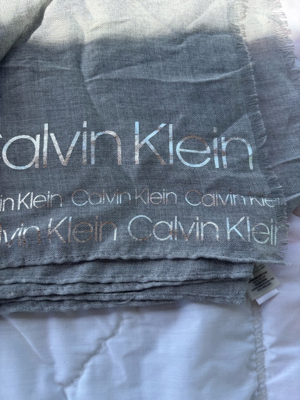 Calvin Klein Silver-Gray Logo Scarf